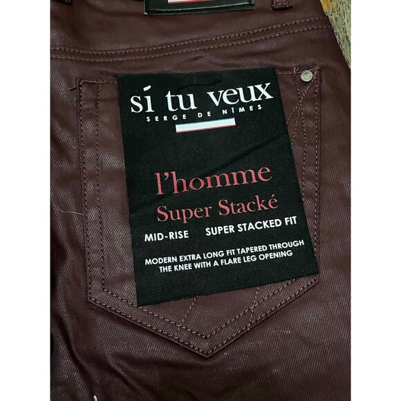 Si Tu Veux Gordon Jean’s Burgundy Wax Superstack  Size 30 - Picture 6 of 6